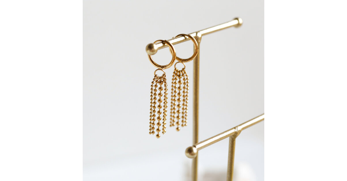 Boucles D'oreilles Pendantes Chaînes En Acier Doré - Neuves Avec étiquettes, Livraison Rapide